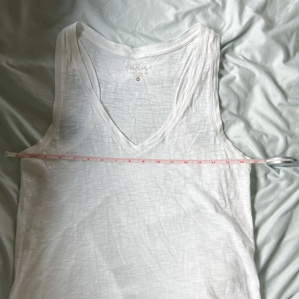 Lilly Pulitzer Pima Cotton White Tank Top with Lace Hem - Picture 5 of 6